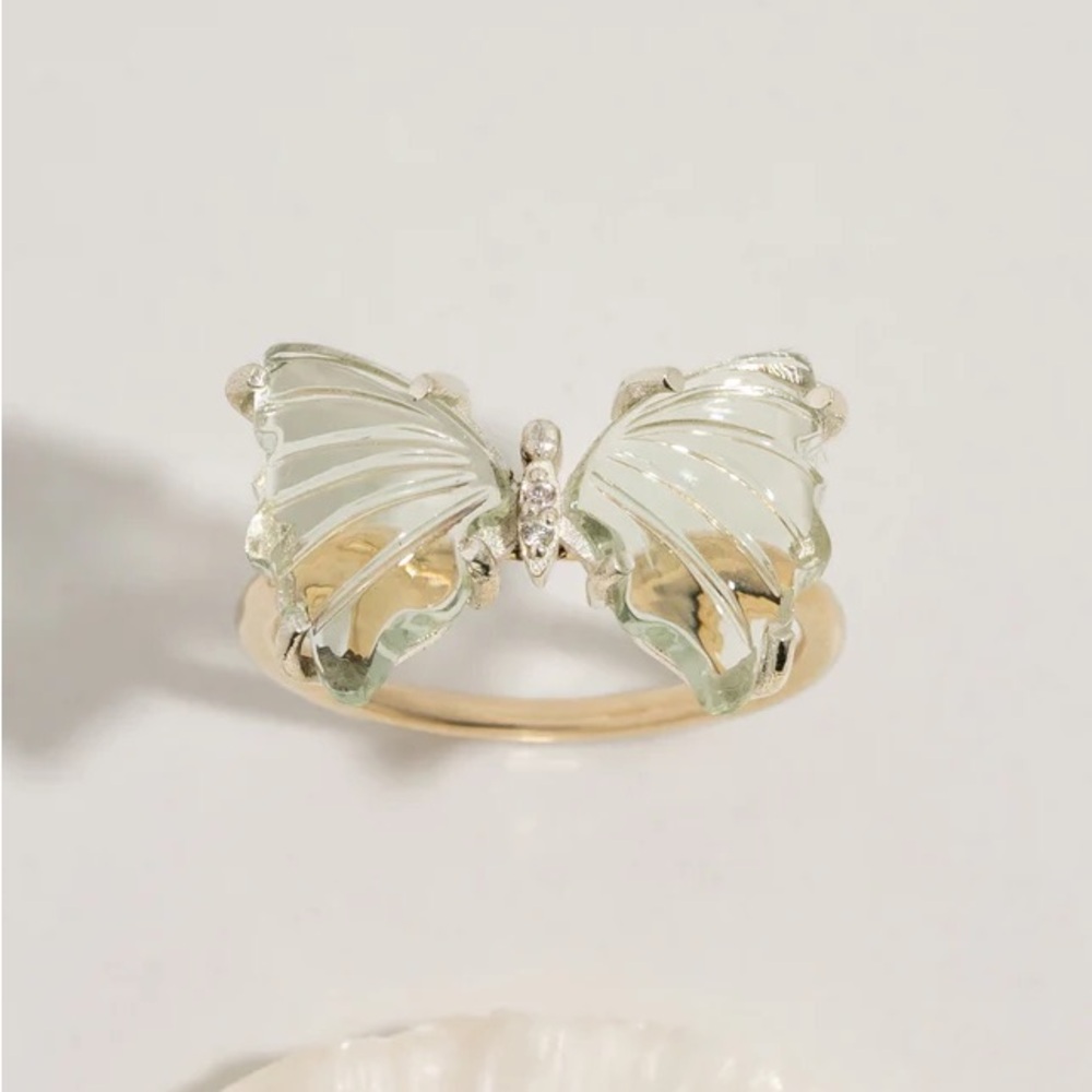 James Michelle Jewelry Green Amethyst Butterfly Ring